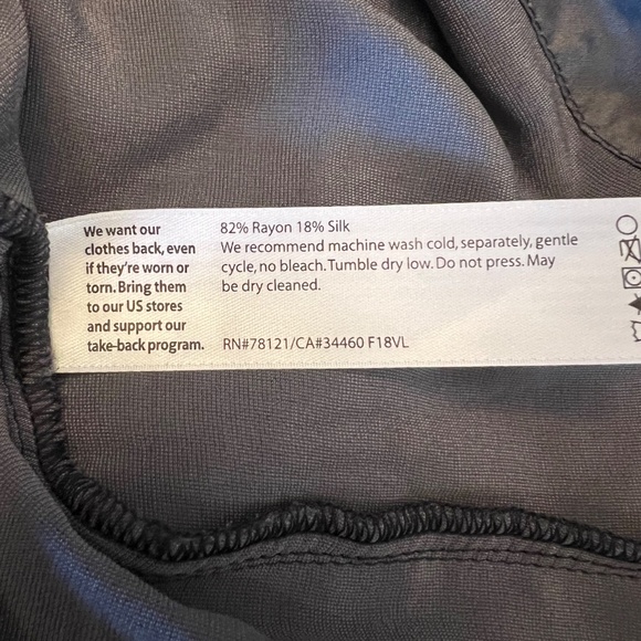 Eileen Fisher Charcoal Gray Silk Blend Velvet Dress, Pockets, Size Large - Picture 7 of 12